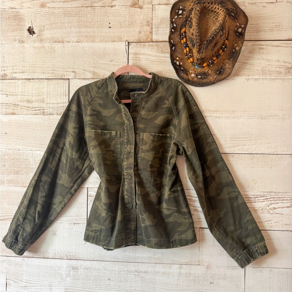 Kut from the Kloth Olive Camouflage Utility Jacket